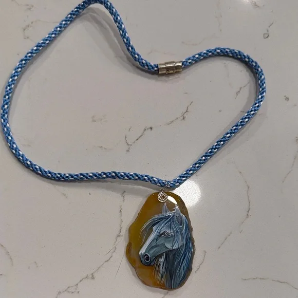 Blue Horse Pendant Necklace - Picture 2 of 3